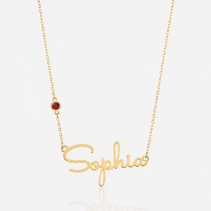 PERSONALIZED NECKLACE WITH NAME AND BIRTHSTONE