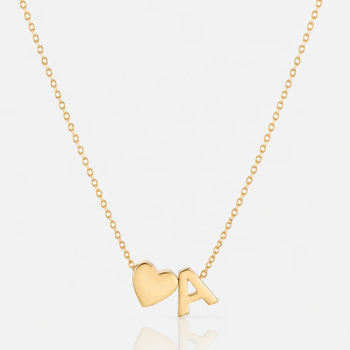 HEART-SHAPED INITIAL NECKLACE