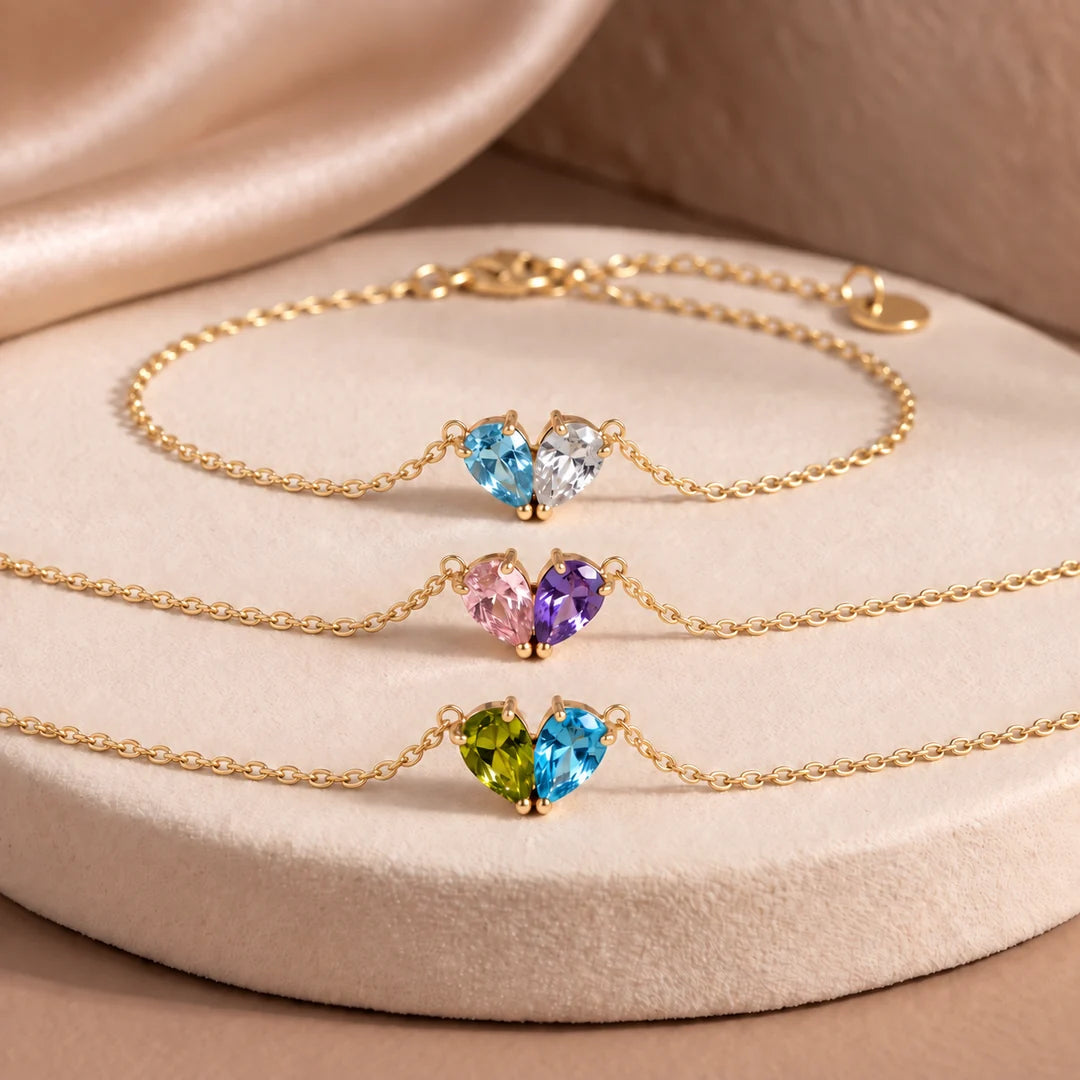 BRACELET DUO AVEC PIERRES DE NAISSANCE