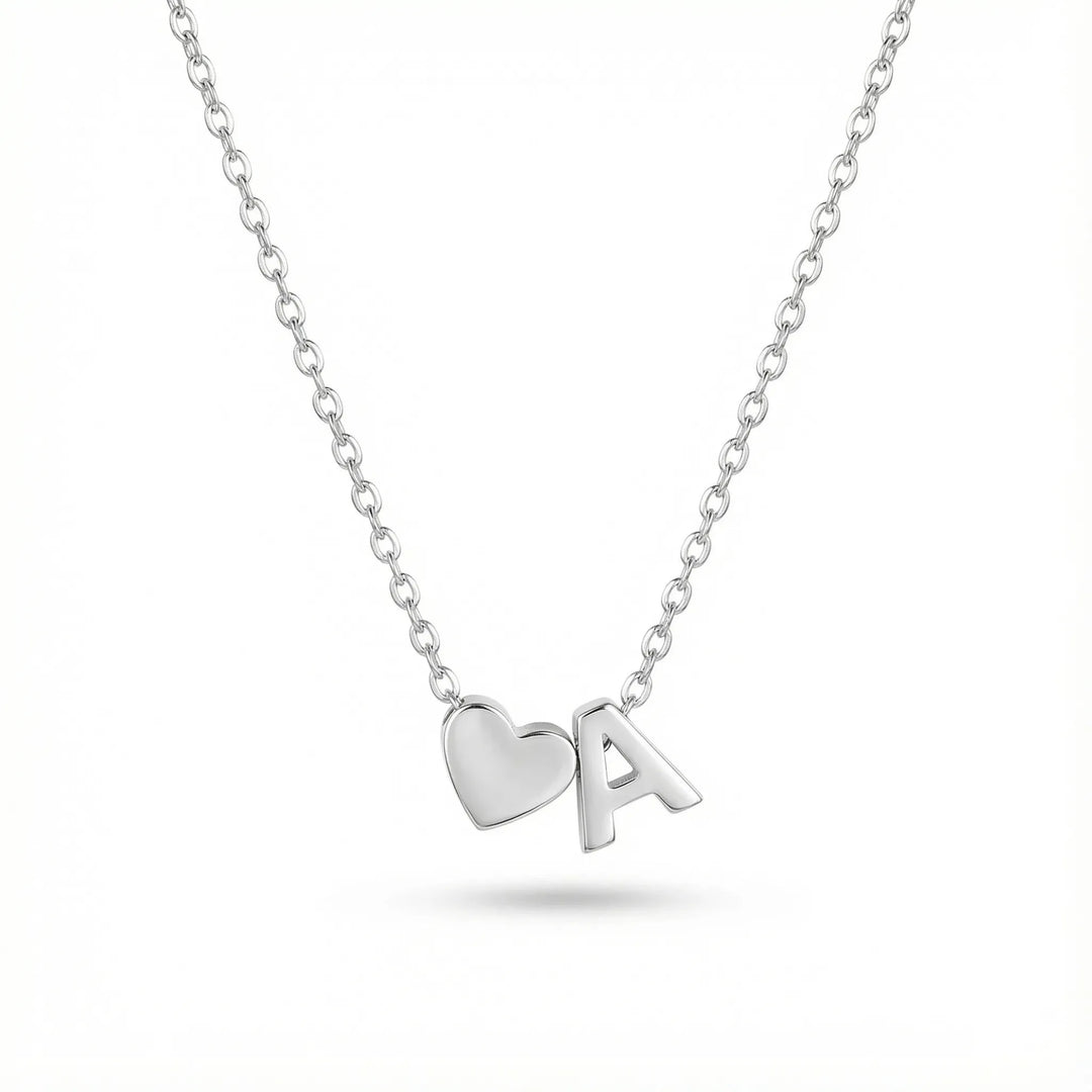 HEART-SHAPED INITIAL NECKLACE