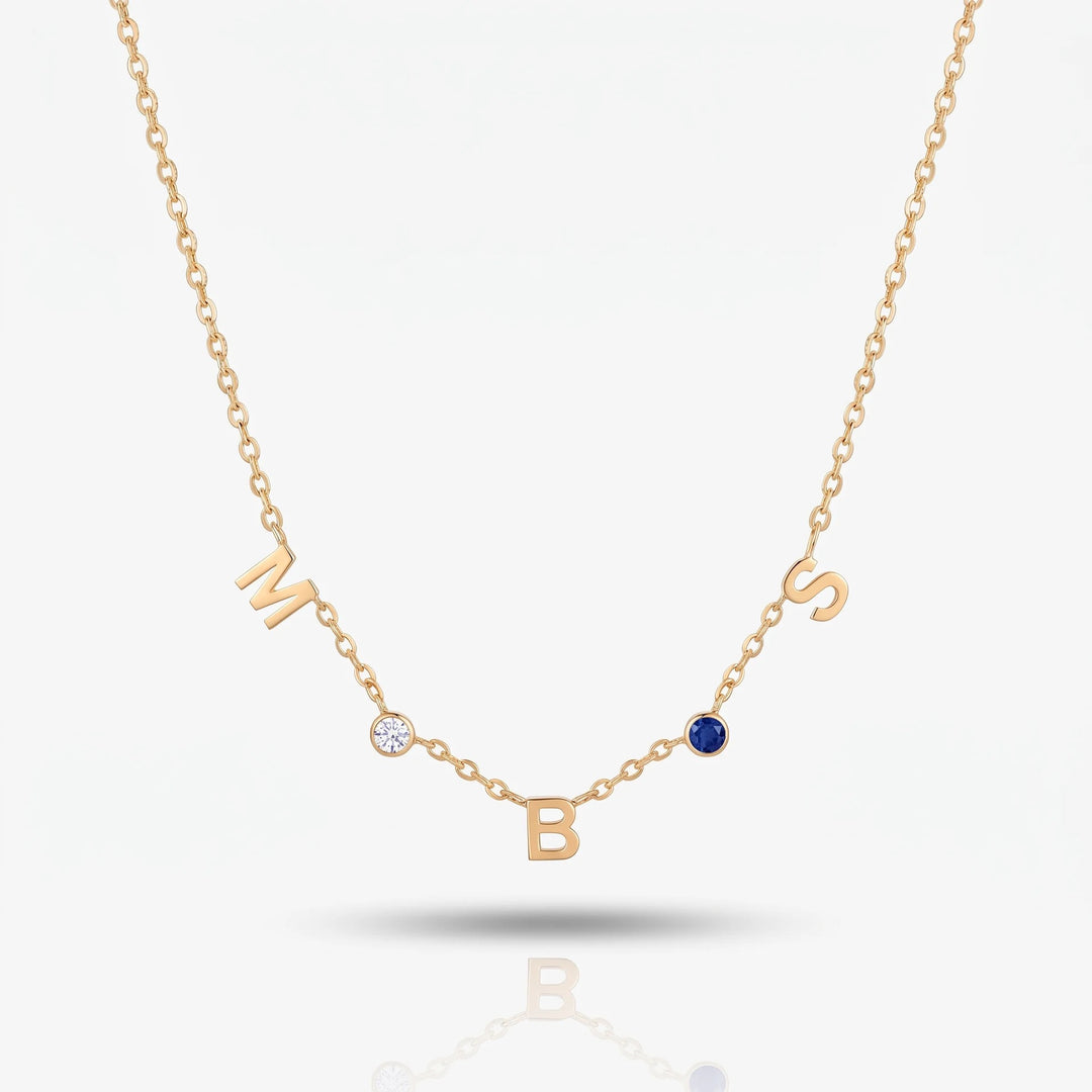 Initial Birthstone Necklace