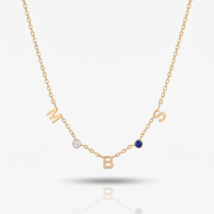 Initial Birthstone Necklace