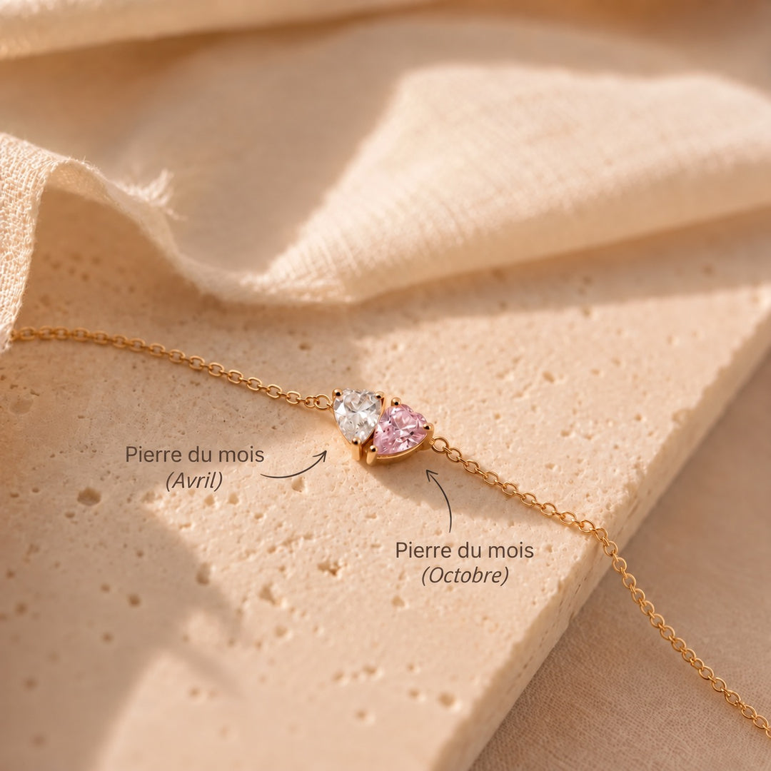 BRACELET DUO AVEC PIERRES DE NAISSANCE