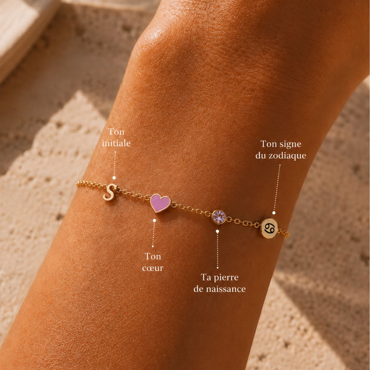 BRACELET EN FORME DE CŒUR AVEC INITIALE