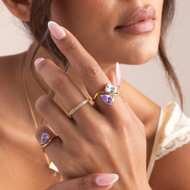 BAGUE AVEC DEUX PIERRES DE NAISSANCE
