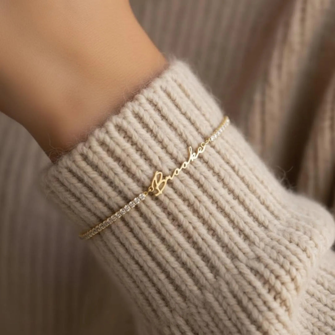 PERSONALISIERTES ARMBAND MIT NAMEN UND ZIRKONIA