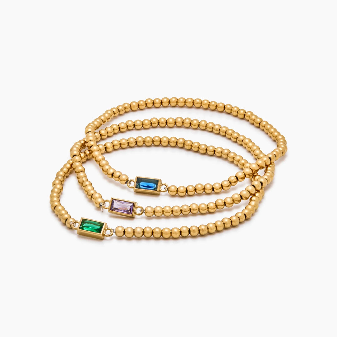 GOLDPERLENARMBAND MIT GEBURTSSTEINEN