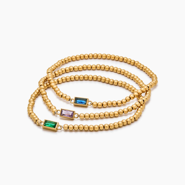 GOLDPERLENARMBAND MIT GEBURTSSTEINEN
