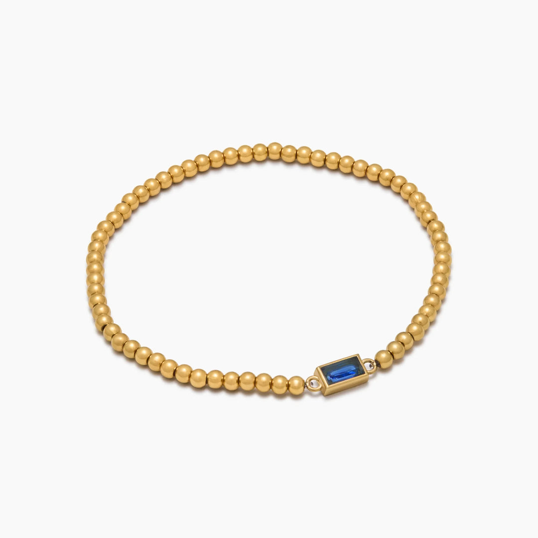 GOLDPERLENARMBAND MIT GEBURTSSTEINEN