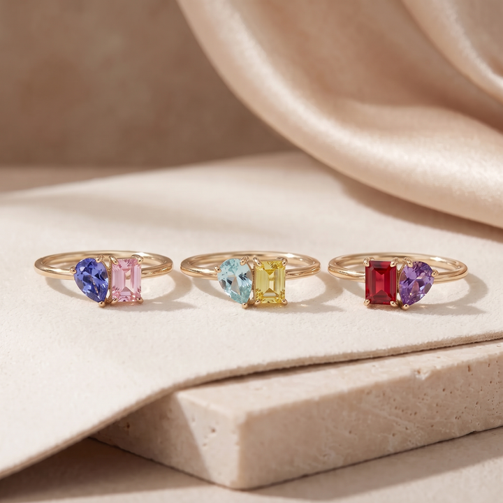 BAGUE TOI ET MOI AVEC PIERRE DE NAISSANCE