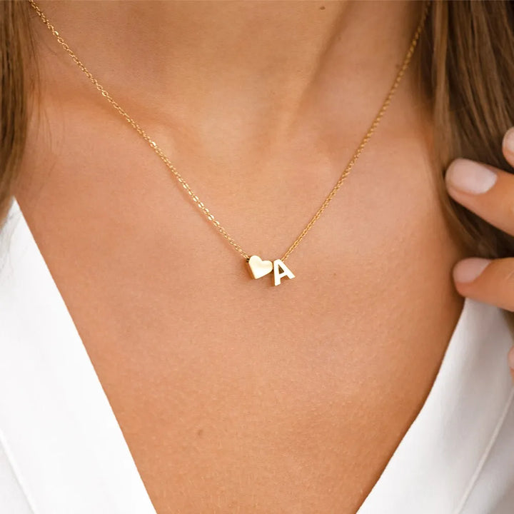 HEART-SHAPED INITIAL NECKLACE