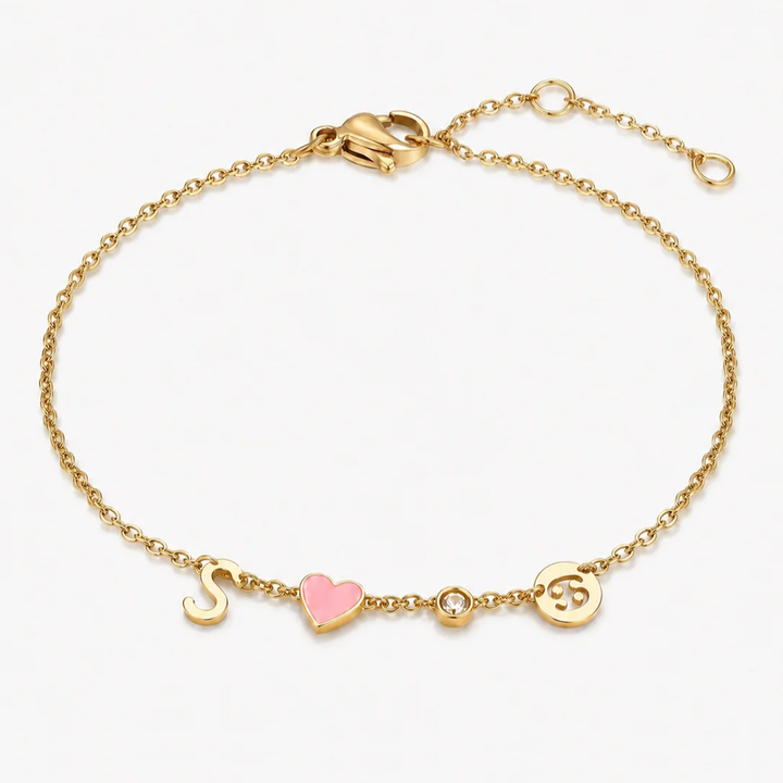 BRACELET EN FORME DE CŒUR AVEC INITIALE