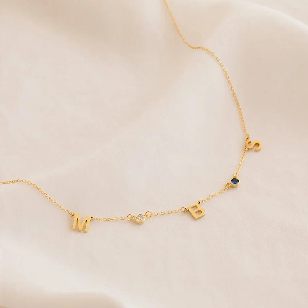 Initial Birthstone Necklace