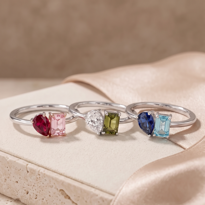 BAGUE TOI ET MOI AVEC PIERRE DE NAISSANCE