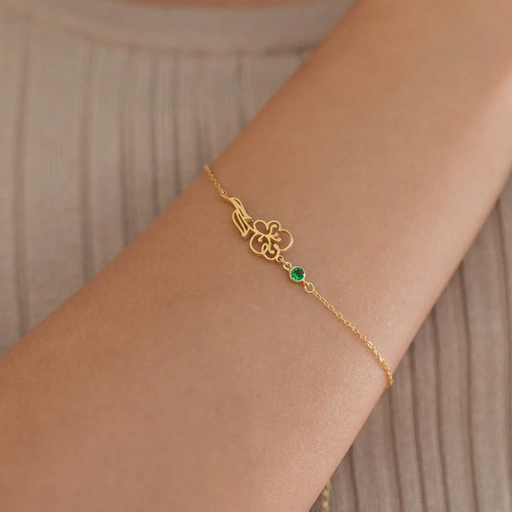 BRACELET FLEUR ET PIERRE DE NAISSANCE