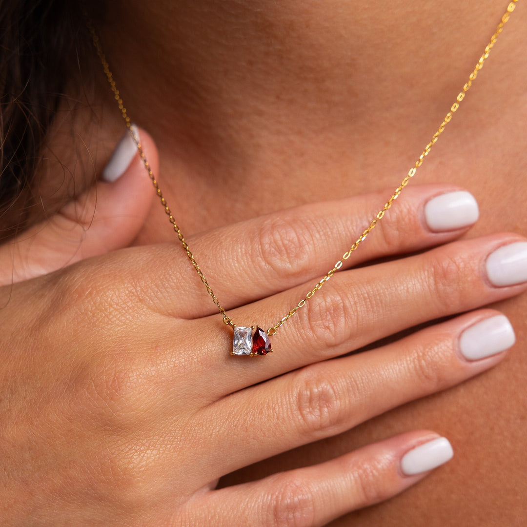 “YOU AND ME” BIRTHSTONE  NECKLACE 