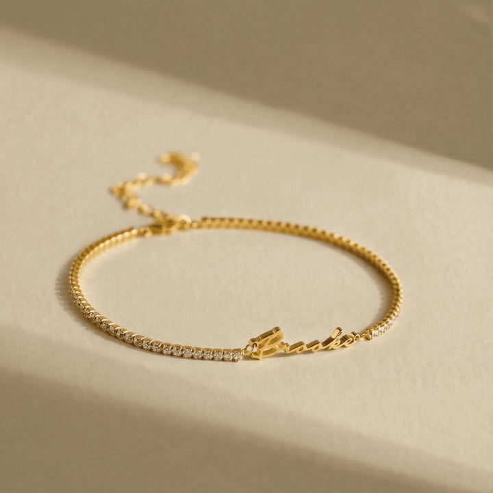 PERSONALISIERTES ARMBAND MIT NAMEN UND ZIRKONIA